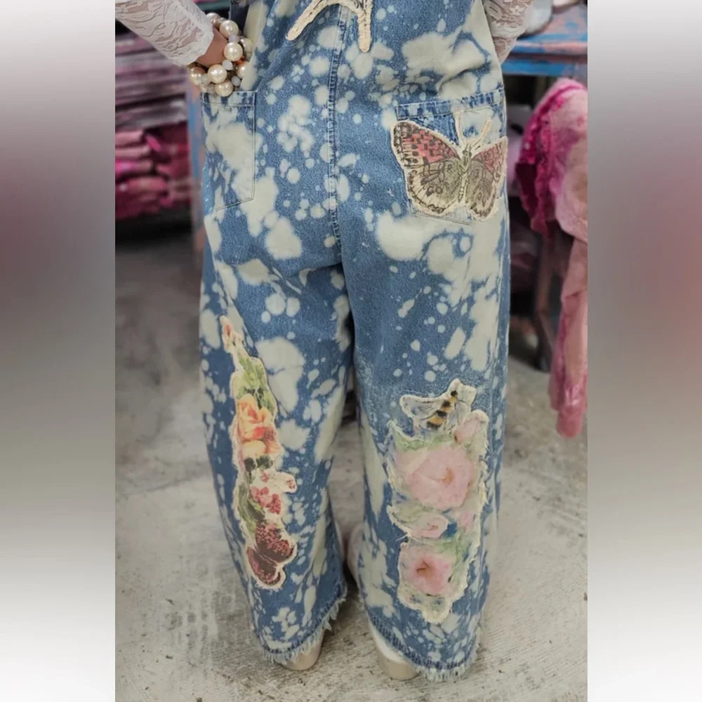 A RARE BIRD BUTTERFLY ROSE OVERALLS NWT sz OS - Picture 3 of 11